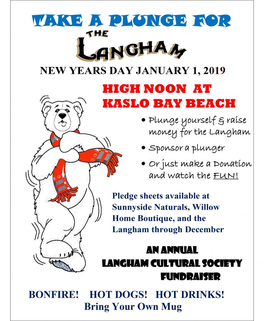 Annual Fundraiser – POLAR BEAR PLUNGE! – New Years Day, High Noon, Kaslo  Bay